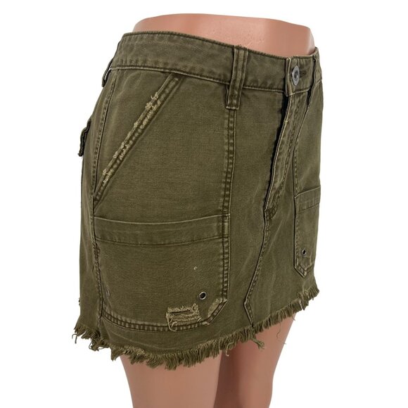 NWOT Free People Army Green Utility Mini Skirt - Gorpcore Grunge Y2K Revive Boho - Picture 8 of 16